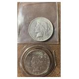 Two Silver Peace Dollars