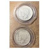 Two Silver Peace Dollars