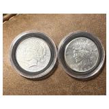 Two 1923 S Silver Peace Dollars