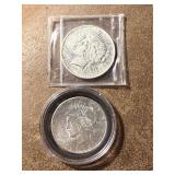 Two 1923 Silver Peace Dollars