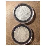 Two 1921 S Morgan Silver Dollars