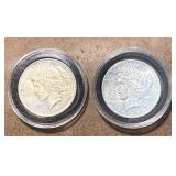 Two 1923 S Silver Peace Dollars
