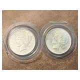 Two Silver Peace Dollars