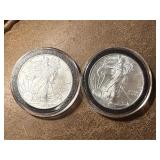 Two 2018 American Silver Eagle Coins
