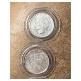 Two 1923 D Silver Peace Dollars