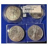 4 American Silver Eagle Uncirculated Coins