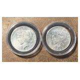 Two 1923 S Silver Peace Dollars