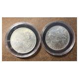 Two 1921 Morgan Silver Dollars