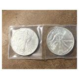 Two 2018 American Silver Eagle Coins