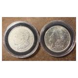 Two 1921 Morgan Silver Dollars