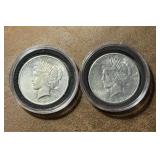 Two 1923 S Silver Peace Dollars