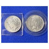 Two 1923 D Silver Peace Dollars