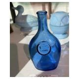 Vintage Crown Glass Blue Bottle