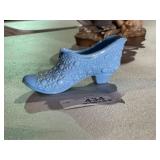 Vintage Blue Milk Glass Slipper