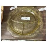Amber Depression Glass Divided Platter