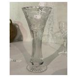 Vintage Floral Etched Crystal Bud Vase