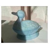 Portieux Vallerystahl Blue Opaline Glass Duck