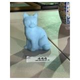 Vintage Fenton Blue Satin Cat Figurine