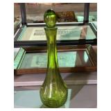 Vintage Green Glass Stoppered Bottle