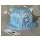 Blue Slag Glass Owl Dish Topper