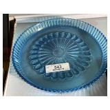 Vintage Turquoise Blue 1960's Glass Serving Tray