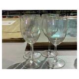 4 Piece Vintage Iridescent Stem Goblets