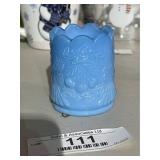 Vintage Blue Slag Glass Toothpick Holder