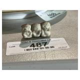 Vintage Bisque Porcelain 3 Wise Monkeys Miniatures