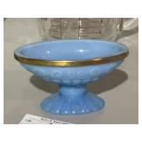 Crystal Blue Gold Trim Pedestal Soap Dish