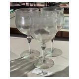 3 Piece Vintage Iridescent Crystal Stem Glassware