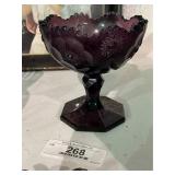 Vintage Amethyst Carnival Glass Candy Dish