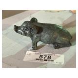 Vintage Bronze Pig Figurine