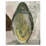 Eickholt Iridescent Art Glass Egg Paperweight