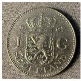 1967 Netherland 1 C Silver Coin