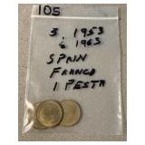 3 Spanish Foreign Coins