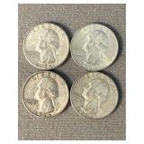 4 Washington Silver Quarters