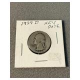 1939D Washington Silver Quarter