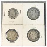 4 Liberty Head Silver Quarters