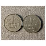 Two 1055 1 Deutsche Mark Coins
