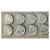 8 Uncirculated 1964 Silver Dimes