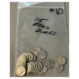 25 Mercury Silver Dimes