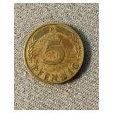 1949 D 5 Pfennig German Coin