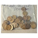 40 Various Date Wheat Pennies
