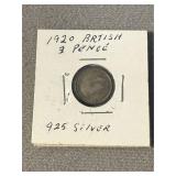 1920 British 3 Pence Silver Coin