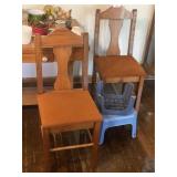 Two Side Chairs and Step Stools
