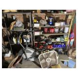 Two Metal Shelves & Contents