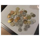 Lot of Foreign Coins & Misc Tokens