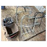 Three Saddle Stands & Feed Bucket