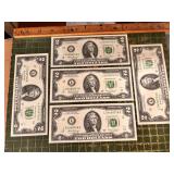 5 Uncirculated Two Dollar Bills