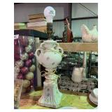 Hand Painted Porcelain MCM Lamp